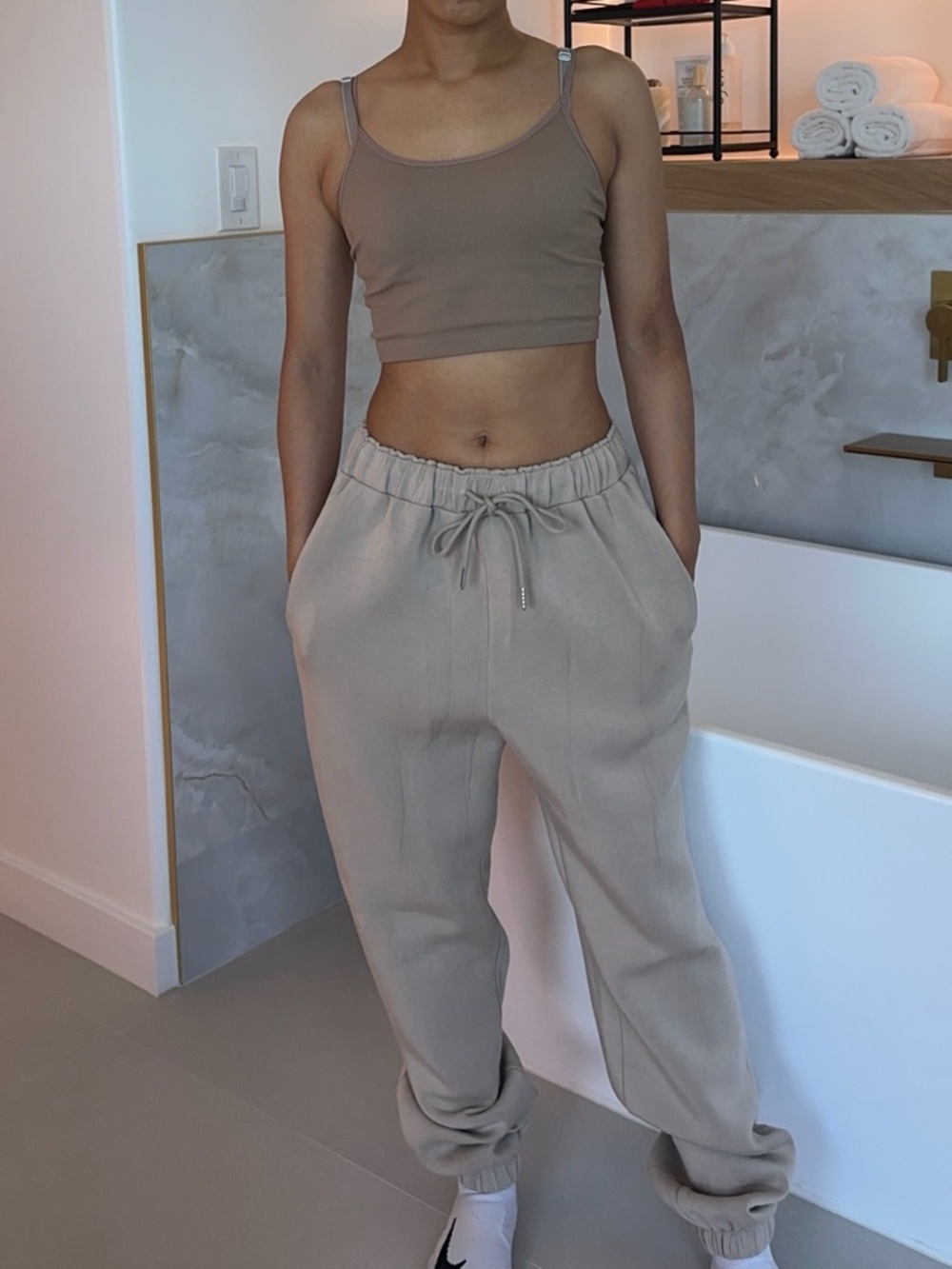 GREY LAB Taupe Drawstring Jogger Pants